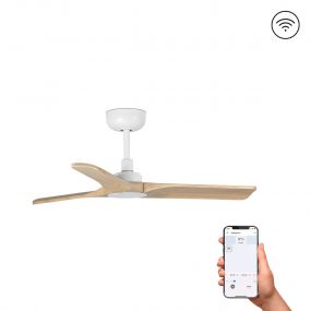 Faro Heywood S - plafondventilator - Ø 90 x 190 cm - 6 snelheden - incl. afstandsbediening - slimme ventilator optie - wit en hout 