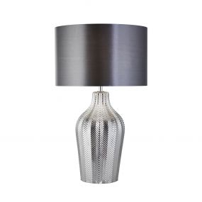 Searchlight Chevron - tafellamp - Ø 31,5 x 52 cm - grijs en chroom