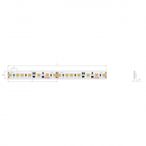 Klus LED strip - 1cm breed, 500cm lengte - 24Vdc - dim to warm - 9,6W LED per meter - 224 LEDs per meter - IP20 - 1800-3000K