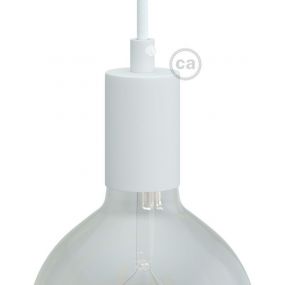 Creative Cables - E27 fitting met cilindervormige metalen kabelhouder - Ø 4,2 x 6,2 cm - wit