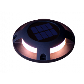 Century Italia Step Solar - grondspot op zonne-energie met dag/nacht sensor - Ø12 x 2,6 cm - 0,04W LED incl. - IP67 - zwart - 3000K