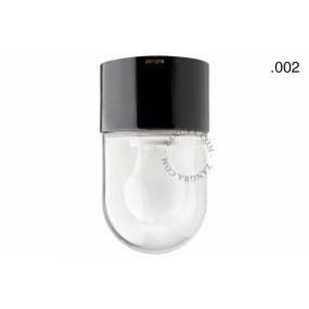 Zangra - wand/plafondverlichting - ⌀ 8,5 x 14,5 cm - IP54 -  transparant glas - zwart (stockopruiming!)