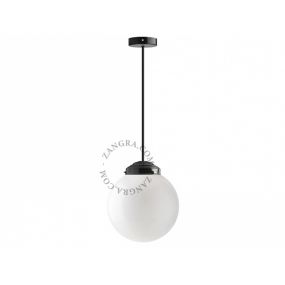 Zangra - hanglamp - ⌀ 13 x 55 cm - zwart en opaal