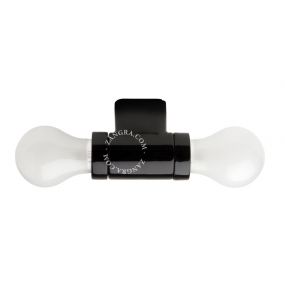 Zangra Puur Porselein Strik - wandlamp - 9,5 x 8 x 5 cm - zwart en messing
