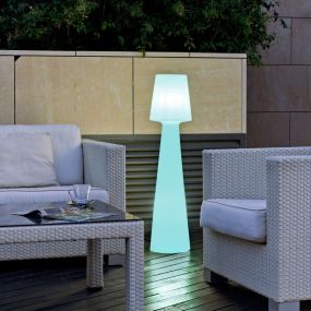 New Garden Lola 110 - oplaadbare vloerlamp met afstandsbediening - Ø 26,5 x 110 cm - 12W dimbare LED incl. - IP65 - wit
