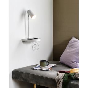 Nordlux Cody - wandlamp met schakelaar en USB-poort - 20 x 20 x 42,9 cm - wit 