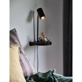 Nordlux Cody - wandlamp met schakelaar en USB-poort - 20 x 20 x 42,9 cm - zwart  