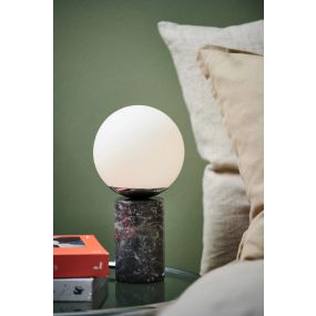 Nordlux Lilly marble - tafellamp - Ø 15 x 28,5 cm - grijs