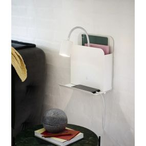 Nordlux Roomi - wandlamp met schakelaar en dubbele USB-poort - 16,5 x 24,8 x 28,2 cm - wit  