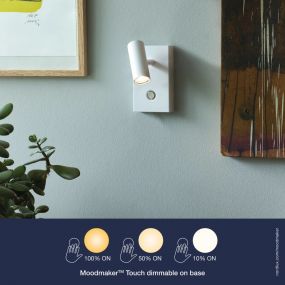 Nordlux Omari - opbouw wandlamp met schakelaar - 7 x 12 x 12 cm - 3 stappen dimmer - 3,2W LED incl. - wit 