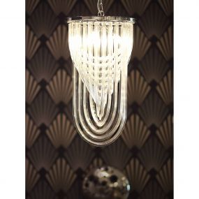 Maxlight Plaza - hanglamp - Ø 38 x 150 cm - transparant en chroom