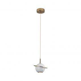 Maxlight Uranos - hanglamp - Ø 16 x 190 cm - 5W LED incl. - wit en goud