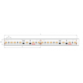 Klus LED strip - 1cm breed, 500cm lengte - 24Vdc - dim to warm - 9,6W LED per meter - 224 LEDs per meter - IP65 - 1800-3000K