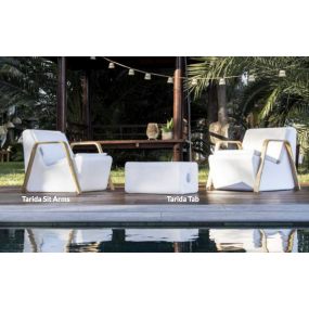 New Garden Tarida Arms - zetel met verlichting op zonne-energie  - 69 x 77 x 66 cm - 4W LED incl. - IP65  - wit