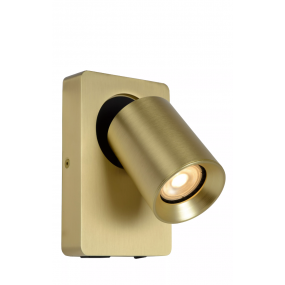 Lucide Nigel - wandverlichting met schakelaar en USB-poort - 16 x 10 x 11,8 cm - 5W dimbare LED incl. - mat goud