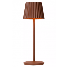 Lucide Justine - draadloze buiten tafellamp met laadstation - Ø 13,5 x 38 cm - 2W dimbare LED incl. - IP54 - roest bruin