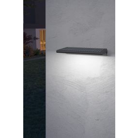 Calex Spot On Solar - buiten wandverlichting met sensor op zonne-energie - 13 x 3,5 x 18,6 cm - 3W LED incl. - IP44 - zwart