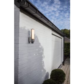 Lutec Leda - buiten wandlamp met sensor - 7 x 11 x 34 cm - 15,5W LED incl. - IP44 - grijs