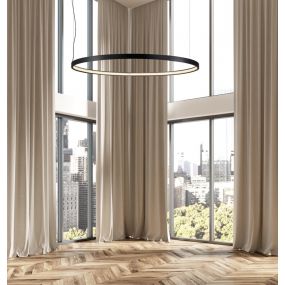 VK Lighting Circulus - hanglamp - Ø 92,2 x 200 cm - 42W dimbare LED incl. - zwart