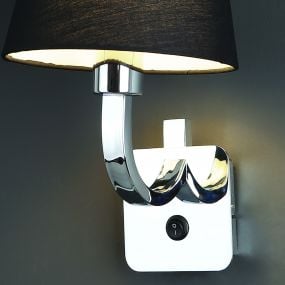 Maxlight Denver - wandverlichting - 24 x 22 x 33 cm - zwart en chroom