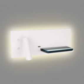 Maxlight Superior - wandverlichting met USB-poort en inductielader - 35 x 15 x 14 cm - 3W + 6W LED incl. - wit