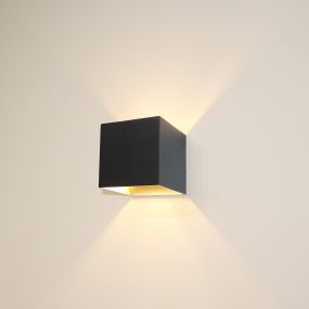 Artdelight Gymm - wandverlichting - 10 x 10 x 10 cm - zwart en goud