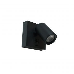 Artdelight Master - wandverlichting met schakelaar en USB-poort - 11,5 x 12,5 x 11,5 cm - 6W LED incl. - zwart
