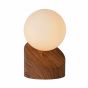 Lucide Len - tafellamp - 16 cm - hout en opaal