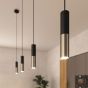 Creative Cables Double Tube - hanglamp 1L - Ø 12,5 x Ø 6 x 190 cm - geborsteld titanium en zwart