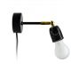 Zangra Puur Porselein - wandlamp met schakelaar - 23,5 cm - zwart en messing