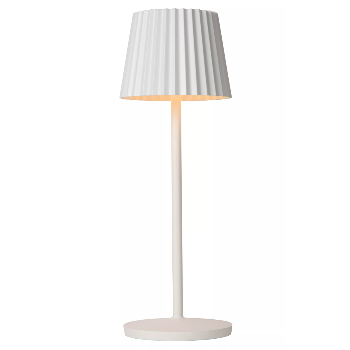 verhaal Productie Zeebrasem Lucide Justine - draadloze buiten tafellamp met laadstation - Ø 13,5 x 38  cm - 2W dimbare LED incl. - IP54 - wit | Lichtkoning