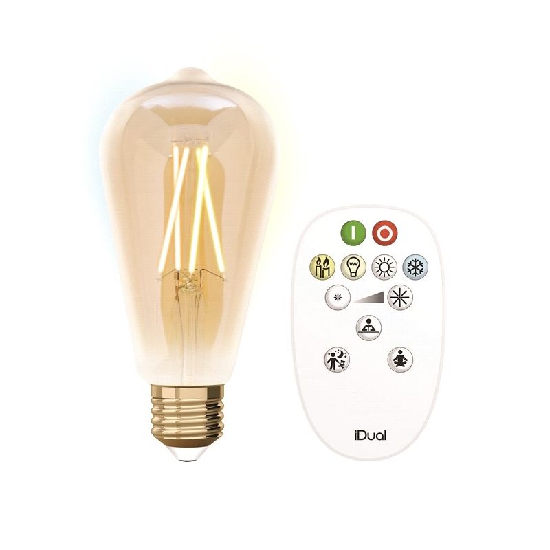 iDual LED-lamp met afstandsbediening - Ø 6,4 x 14 cm - E27 - 9W dimbaar - 2200K tot |