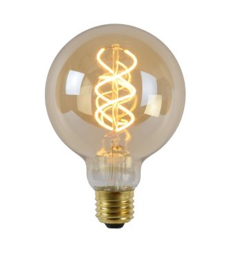 Lucide LED filament lamp - Ø 9,5 x 13,8 cm - E27 - 4,9W dimbaar - 2200K - amber
