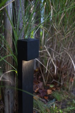 Lutec Gemini XF -  tuinpaal - 9,2 x 11 x 65 cm - 9W LED incl. - zwart - warm wit