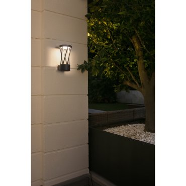 Faro Twist - wandverlichting - 14 x 15 x 30 cm - 10W LED incl. - IP65 - donkergrijs