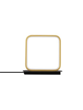 Nova Luce Imar - tafellamp met snoerschakelaar - 22 x 22 x 8 cm - 13W LED incl. - zandzwart en goud