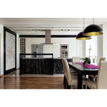 ONE Light Bowl Shade Pendant - hanglamp - Ø 60 x 190 cm - zwart en messing