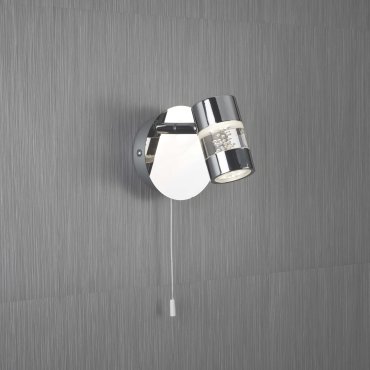 Searchlight Bubbles - wandverlichting met trekschakelaar - 11 x 11,1 cm - 4,5W dimbare LED incl. - IP44 - chroom
