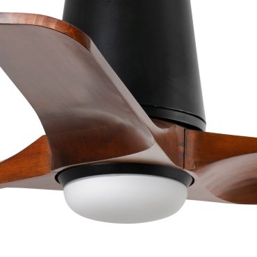 Faro Heywood Tub S - plafondventilator met licht - Ø 90 - mat zwart en walnoot