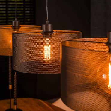 Vico Mesh Round - hanglamp - 120 x 30 x 150 cm - zwart