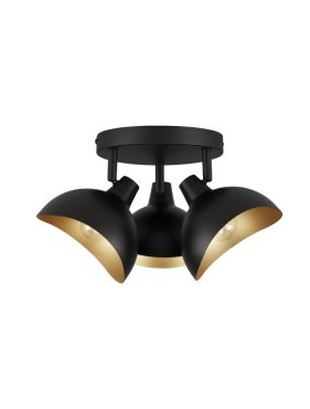 Nova Luce Geti - plafondlamp - Ø 18 x 12 cm - mat zwart en goud