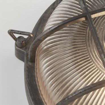 Searchlight Bulkhead - buiten plafond/wandlamp - Ø 27 cm - IP44 - zwart zilver