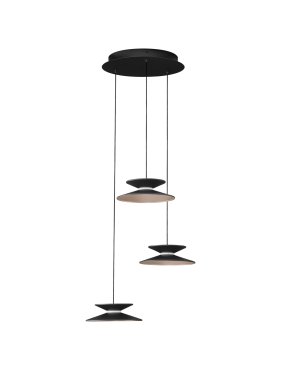 Nova Luce Morfi - hanglamp - Ø 42 x 161 cm - 15W dimbare LED incl. - zandzwart en goud
