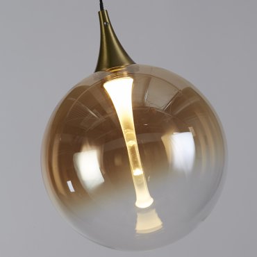 Searchlight Alchemy - hanglamp - Ø 16 x 150 cm - 4W LED incl. - zwart, goud en amber