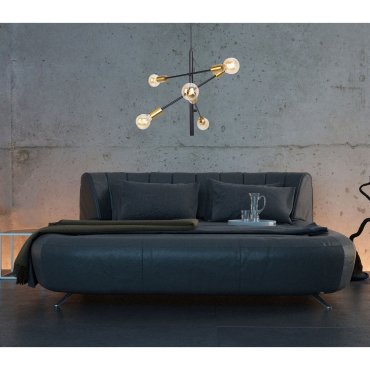 Maxlight Todi - hanglamp - Ø 60 x 170 cm - zwart en goud