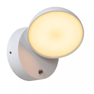 Lucide Finn - buiten wandlamp met sensor - 13,5 x 11 x 13,2 cm - 12W LED incl. - IP54 - wit