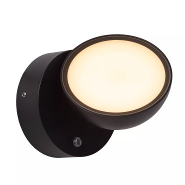 Lucide Finn - buiten wandlamp met sensor - 13,5 x 11 x 13,2 cm - 12W LED incl. - IP54 - zwart