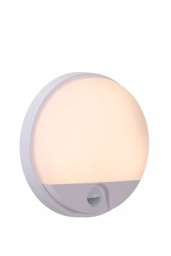 Lucide Hups IR - buiten wandlamp met sensor - Ø 21 x 4,9 cm - 10W LED incl. - IP54 - wit