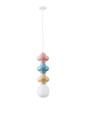 Nova Luce Clio - hanglamp - Ø 18 x 240 cm - roze, blauw, geel, wit en opaalglas