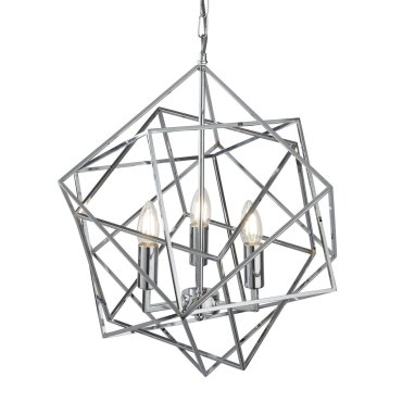 Searchlight Cube - luster - Ø 48 x 150 cm - chroom